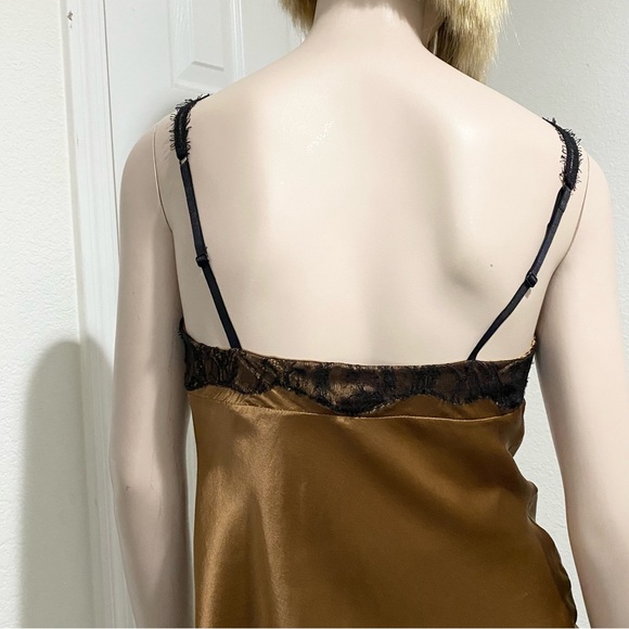 COSABELLA Brown Satin Black Lace Slip Top Size M Made in Italy - Picture 4 of 13
